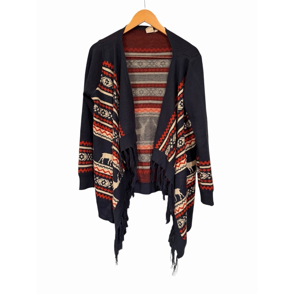Pink Owl Cardigan Sweater Women's Size Medium‎ Deer Aztec Southwestern